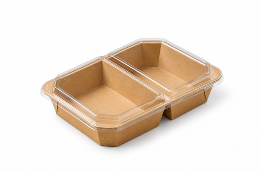 1500g Kraft Paper Food Container with 2 Compartments